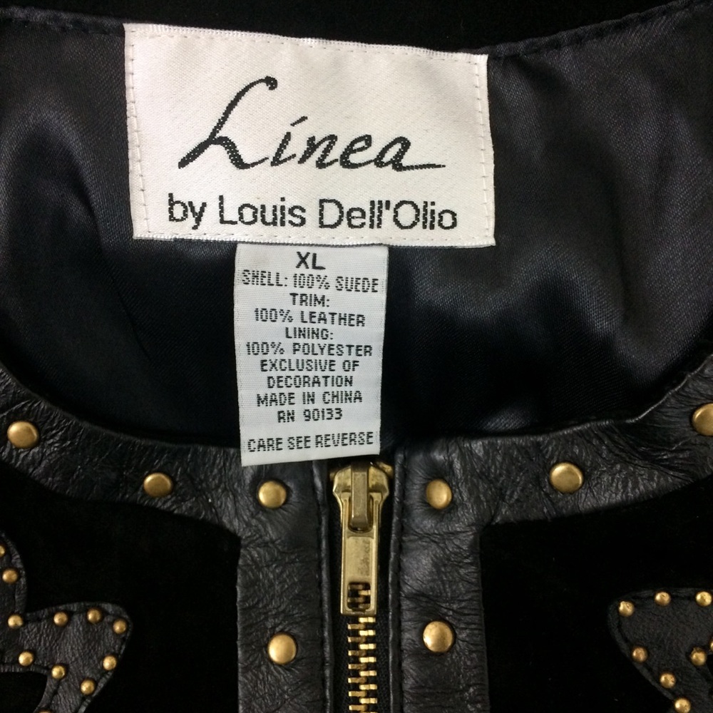 Linea Leather & Suede Zip Front Studded Jacket - Picture 4 of 5
